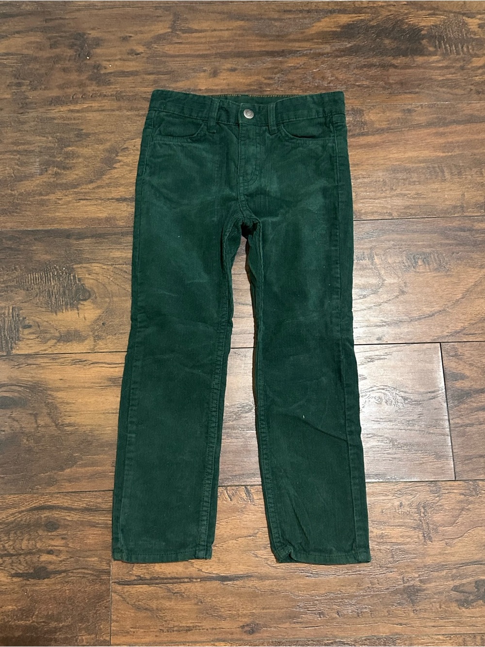 H&M Dark Green Slim Straight Corduroy Jeans